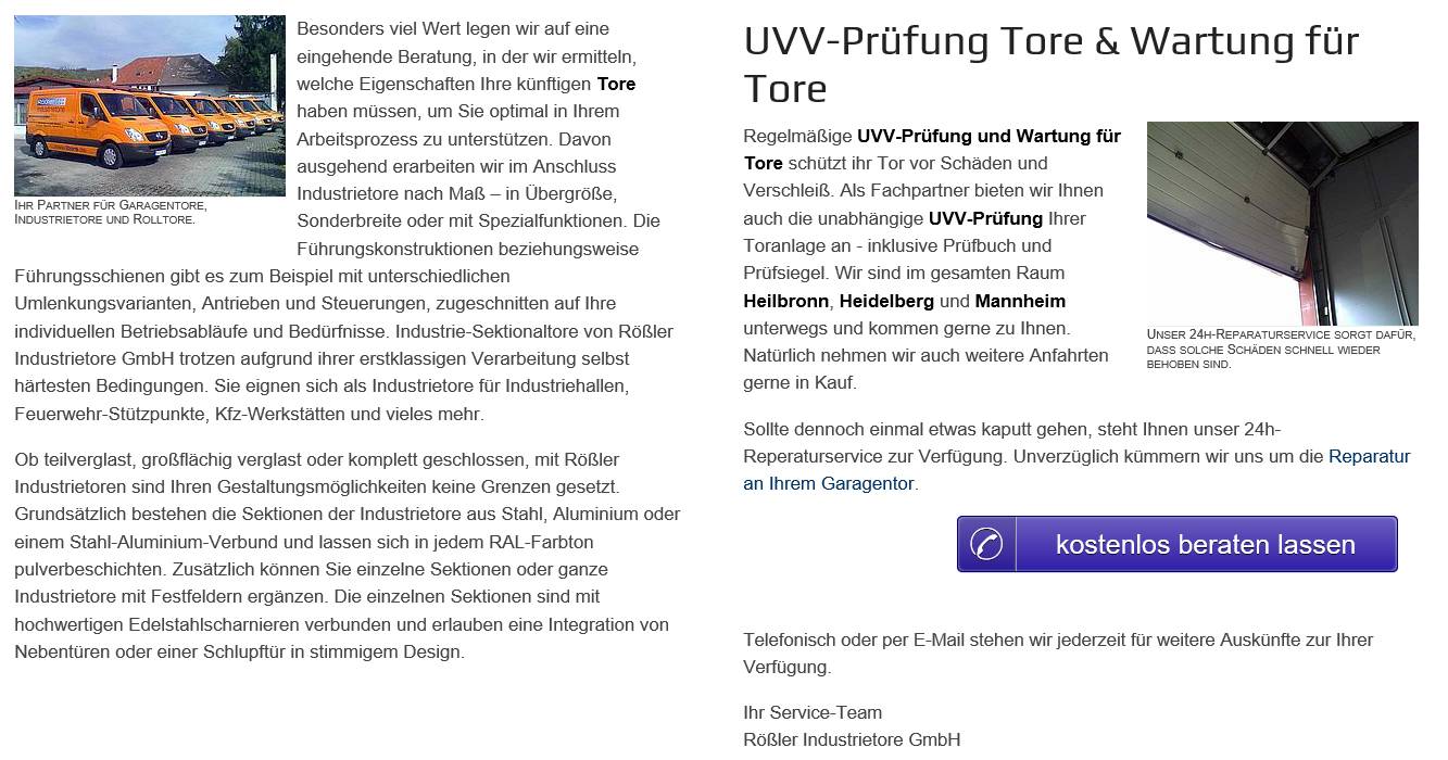 Torreparaturen, Torservice, UVV Pr&uuml;fung und Torwartung  Ettlingen