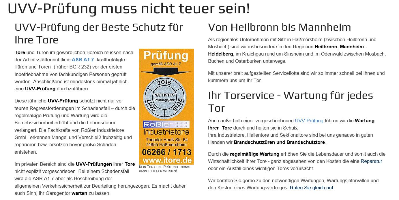 UVV Pr&uuml;fung